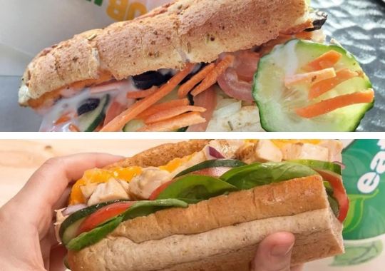 Two images of Subway's healthy food.