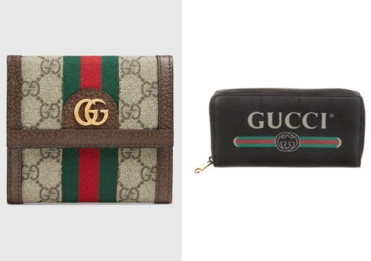 Two different types of Gucci wallets.