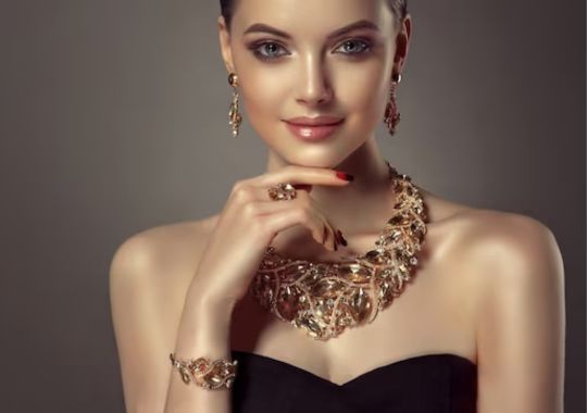 A woman wearing jewelry.