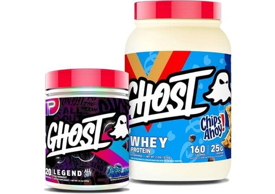 Bottles of Ghost Whey Protein.