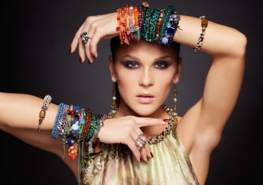 A woman wearing bracelets.