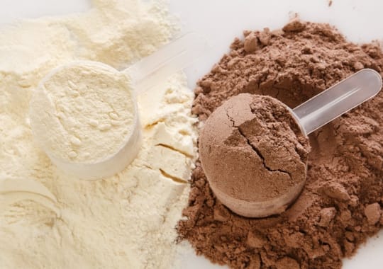 Different types of protein powder.