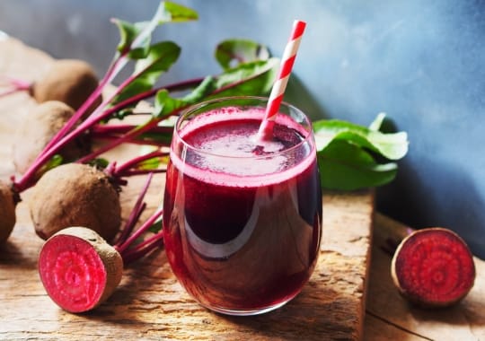 A glass of beet root juice.