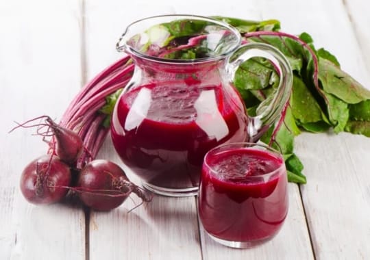 A glass of homemade beet root juice.