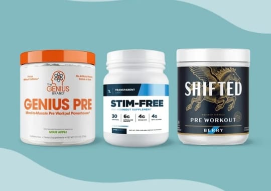Different types of pre-workout supplements for men.