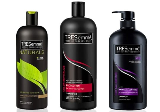 Bottles of tresemme natural shampoo and hair conditioner.