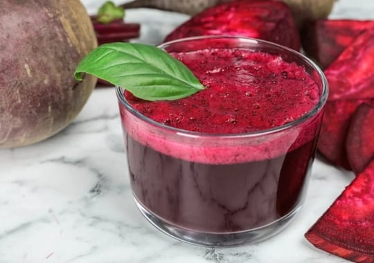 A glass of beet root juice.