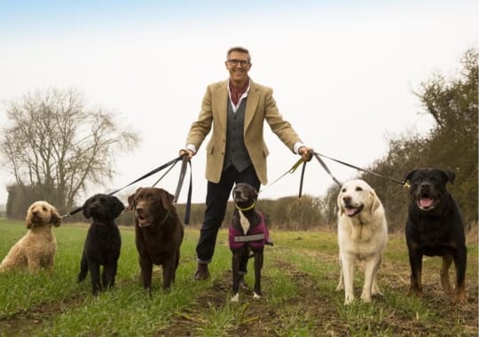 A man with dogs.