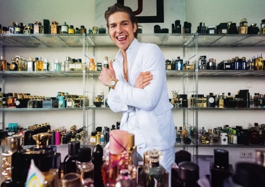 A man in a perfume store.