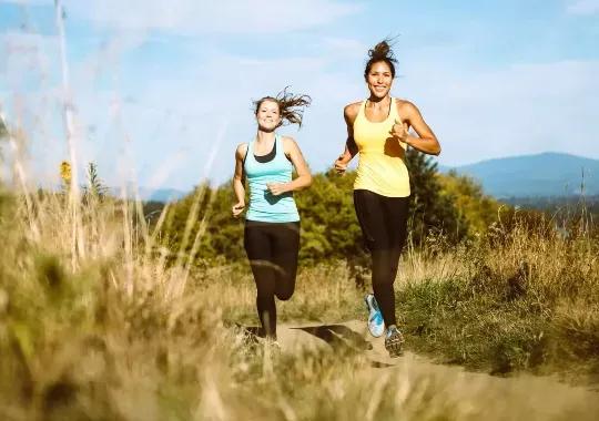 Two women on their morning run.