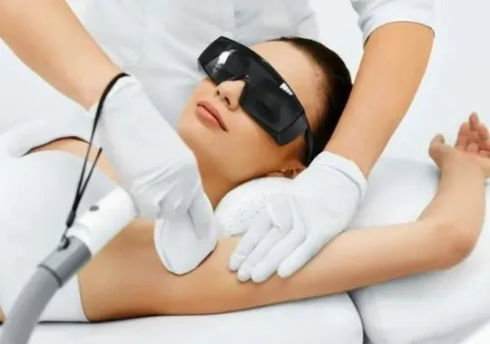 A woman using laser hair removal.