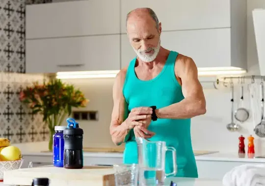 A man making a pre-workout supplement.
