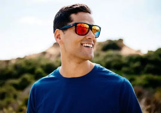 A man wearing polarized sunglasses.