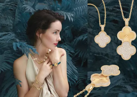 A lady wearing Van Cleef and Arpels.