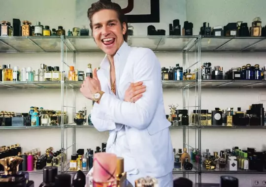  A man in a perfume store.