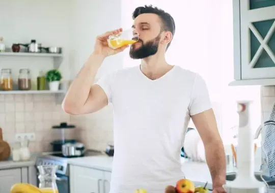 A man drinking vinegar in the morning.